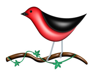 Rasterized illustration of a bird on a branch
