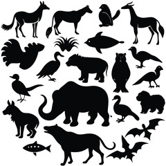 Fototapeta premium set of animals silhouettes