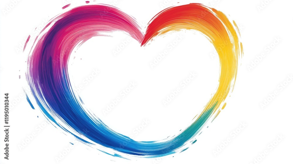 Aufkleber a vector heart shape frame created with brush strokes, isolated on a clean white background, perfect
