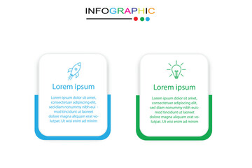 2 Steps Infographics Design Template - Graph, Pie chart, workflow layout, squire diagram, brochure, report, presentation, web design Editable Vector