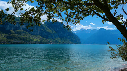 Calm Lake with Mountain View for Peaceful Nature and Scenic Themes