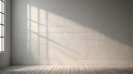 White wall background with shadow for product presentation  in stock photo.