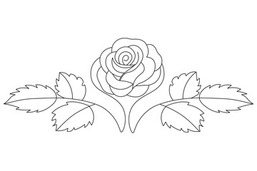 Rose flower single line art and isolated  minimalist outline vector icon 