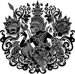 vector illustration design icon logo symbol wayang god goddess animal mystic ethnic traditional classic vintage with ornament.eps