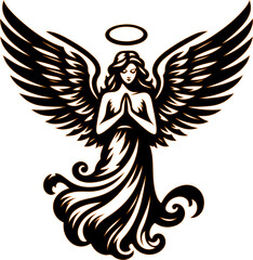 vector illustration logo icon design human symbol beautiful holy angel with wide wings.eps