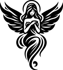 vector illustration logo icon design human symbol beautiful holy angel with wide wings.eps