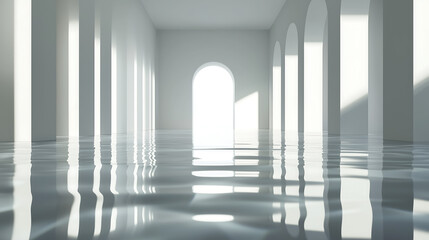 Room with big windows, lasses, indoor, interior, Water background 04