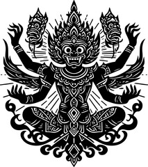 vector illustration design icon logo symbol wayang god goddess animal mystic ethnic traditional classic vintage with ornament.eps