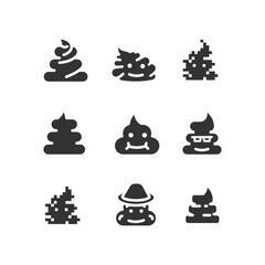 set of poop icon isolated on white background