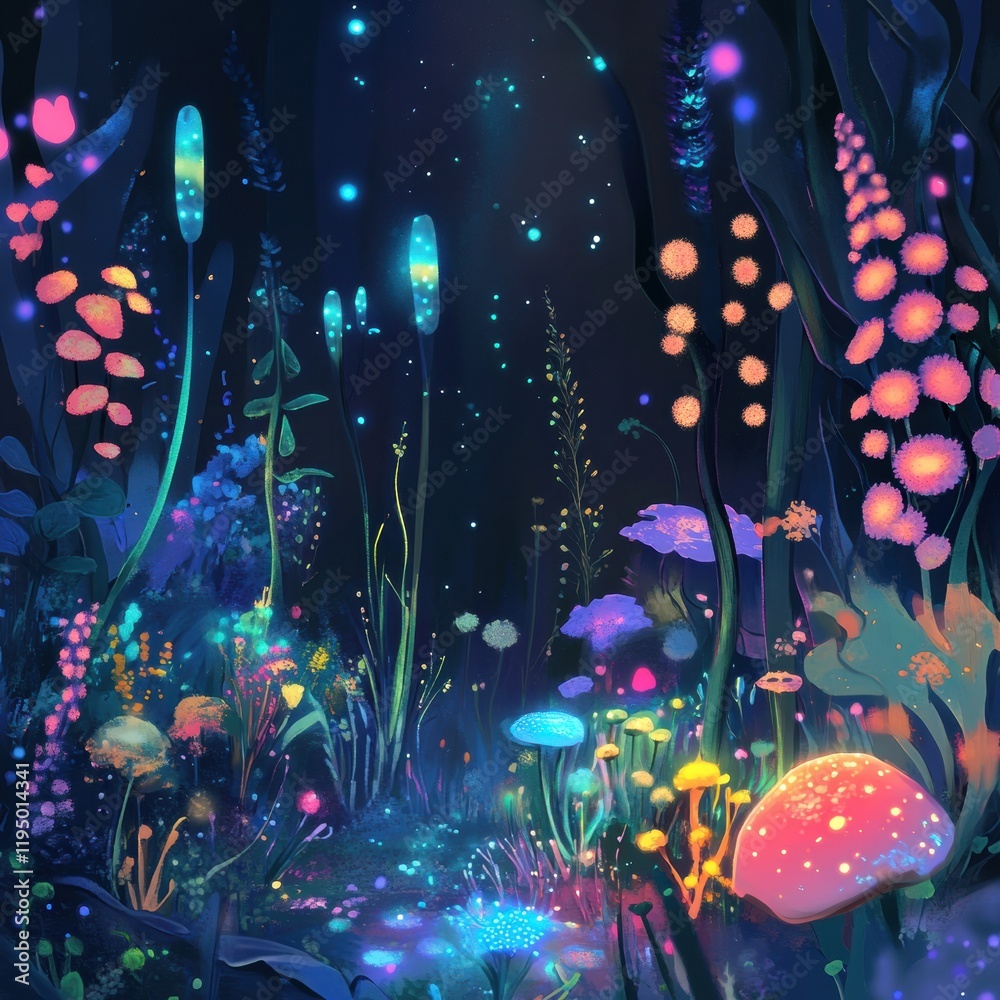Leinwandbilder exploration of a magical microscopic ecosystem teeming with colorful friendly microbes in a vibrant 