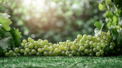 Fresh Green Grapes Glowing in Sunlight for Natural and Healthy Food Themes