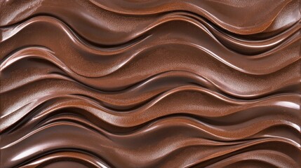 Naklejka premium Glossy chocolate waves with natural ripples, providing an elegant and clean composition.