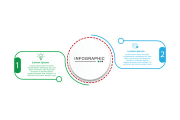 2 Steps Infographics Design Template - Graph, Pie chart, workflow layout, squire diagram, brochure, report, presentation, web design Editable Vector