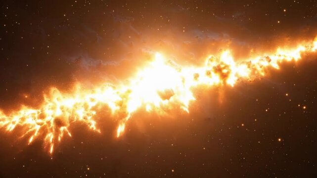  Explosive catastrophe, debris of stones flying in different directions. Concept of nuclear explosion and apocalypse.