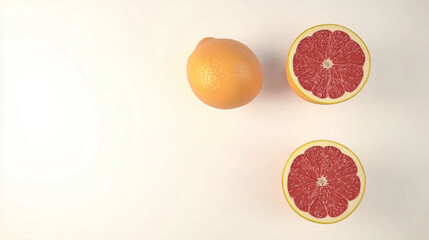 Fresh Grapefruit and Orange on White Background