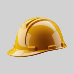 Fototapeta premium A glossy yellow hard hat, safety equipment for construction workers and industrial settings.