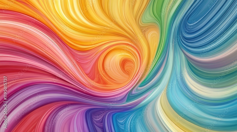 Fototapete elegant abstract rainbow swirls on a pastel background, highlighting pride and unity, with ample spa