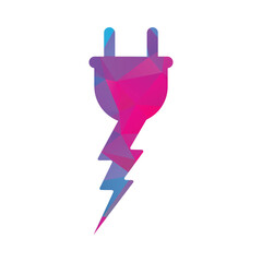 Plug thunder vector logo design illustration.