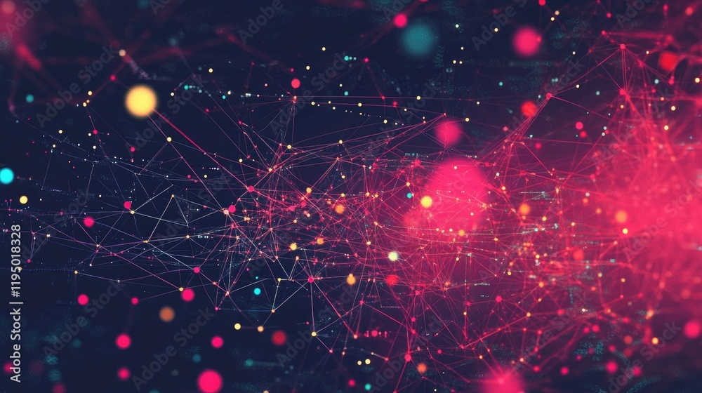 Poster high-tech data visualization with ai and big data icons connecting graphs and charts in a digital sp