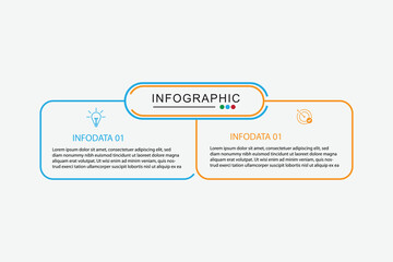 Obraz premium 2 Steps Infographics Design Template - Graph, Pie chart, workflow layout, squire diagram, brochure, report, presentation, web design Editable Vector