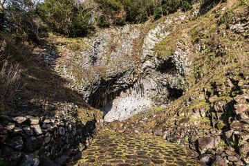 Basalt Caves of Genbudo Park in Natural Cliff Formation , Sanin Kaigan Geopark, Toyooka, Japan
