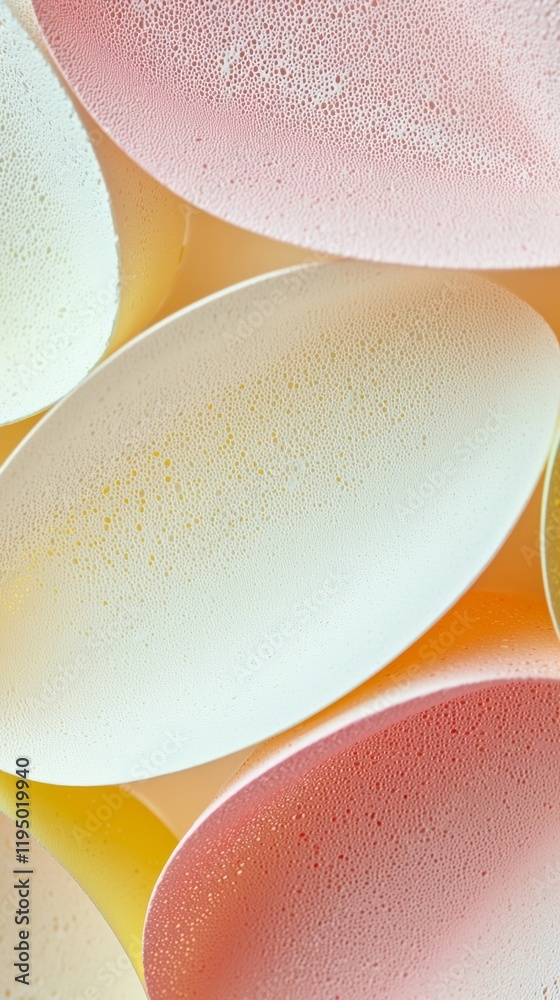 Poster delicate gradient ovals blend seamlessly in soft butter yellow and blush pink, evoking tranquility a