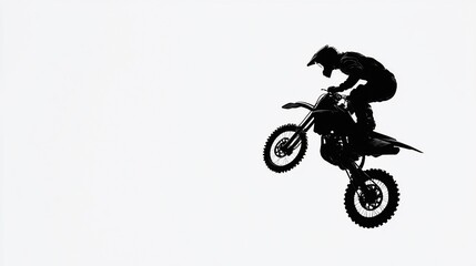 Silhouette of motocross rider mid-air.