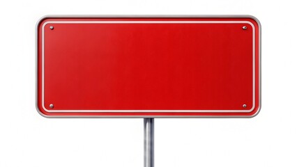 A blank red road sign isolated on a white background

