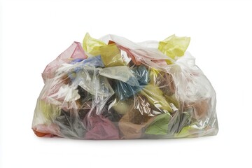 Full Garbage Bag Isolated on White Background