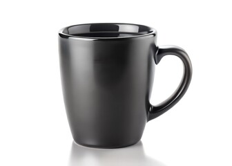 Black coffee mug standing on a white background