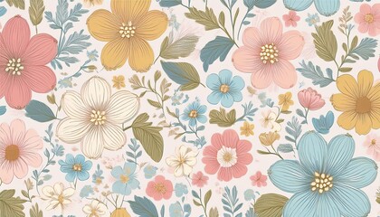 seamless pattern of vintage flowers in soft pastel hues perfect for textile design and home decor