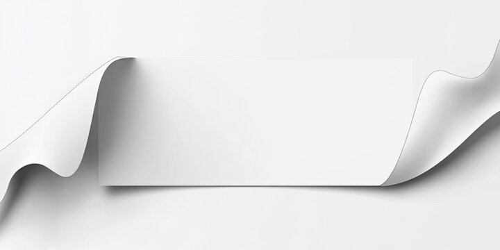 Blank Banner Template with Curled Edges White Background Minimalistic Design Suitable for Custom Text or Graphics Horizontal Orientation