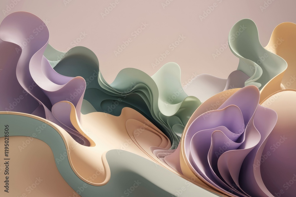Aufkleber abstract pastel-colored waves and folds create a dreamy, flowing composition.