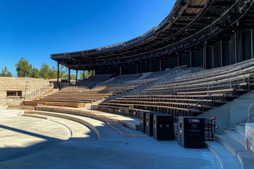 Obraz premium Empty Outdoor Amphitheater Under Blue Sky