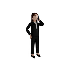 High Resolution 3D Businesswoman in Formal Attire Talking on Phone