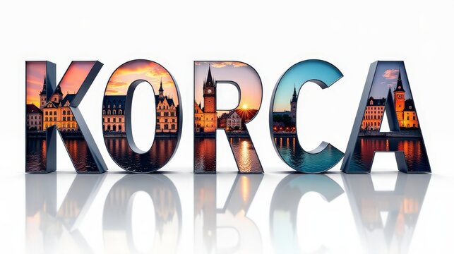 Korca letters City, Word illustration, travel and tourism in Albania Attraction Wall Gift Decoration