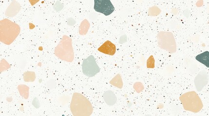 Lightly speckled terrazzo floor texture features soft white with pastel accents in a modern minimalist setting enhancing contemporary design aesthetics