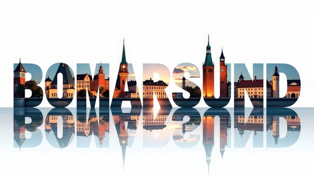 Bomarsund letters City, Word illustration, travel and tourism in Aland islands Attraction Wall Gift Decoration