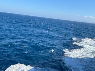 Waves of ocean captured from ship 