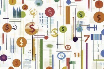 Abstract Group Design with Solid Colors on White Background