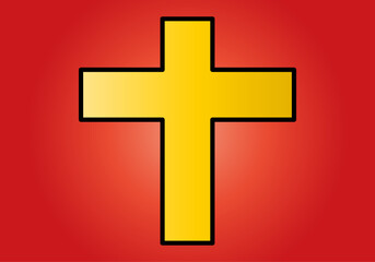 Obraz premium Cruz amarilla sobre fondo degradado rojo