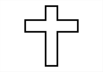 Icono negro de cruz o crucifijo cristiano en fondo blanco