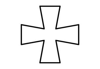 Obraz premium Icono negro de cruz cristiana en fondo blanco