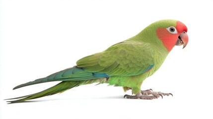 Vibrant Parakeet Chirping Against a Clean White Background