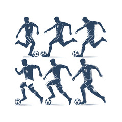 A Set of Soccer Player Silhouette Vector Illustration