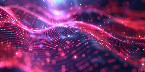 Obraz premium Abstract Pink and Purple Particle Wave Rendering