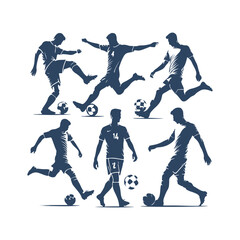 A Set of Soccer Player Silhouette Vector Illustration