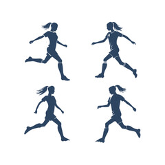 A Set of Soccer Player Silhouette Vector Illustration