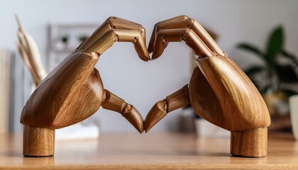 Romantic Heart Gesture Sculpture Formed with Two Human Hands, Love Sign Figurine. Hand. Heart...