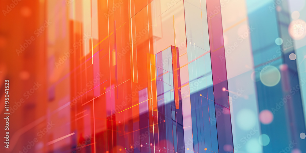 Poster abstract composition of translucent rectangles and interconnecting lines